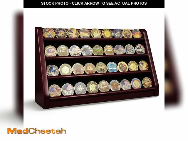 Lot 74-14206282 - ASmileIndeep 4 Rows Military Wooden Challenge Coin Display Case - Wall Mountable Army Holder Stand R...