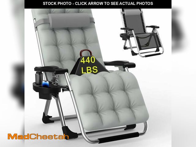 Lot 74-12670503 - PNKKODW Zero Gravity Chair with Upgraded Alloy Steel Lock Removable Cushion Cup Holder, 440lbs Capci...