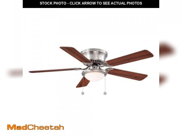 Lot 74-11825869 - Hampton Bay Hugger 52 in. LED Indoor Brushed Nickel Ceiling Fan with Light Kit - UNUSED