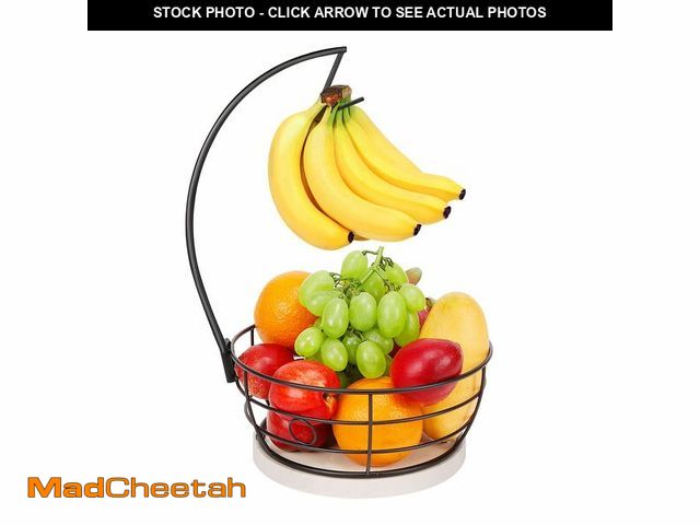 Lot 74-12455955 - Livabber Countertop Fruit Basket Bowl with Banana Hanger, Modern Standing Fruit Vegetable Bowl Stora...