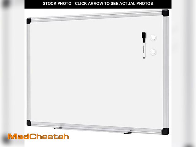 Lot 74-12136785 - Basics Magnetic Dry Erase Whiteboard, 24"W x 18"H, Aluminium Frame, Silver/White - UNUSED