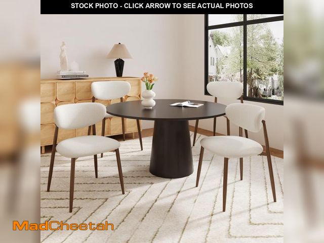 Lot 74-12541815 - MALOL Dining Chairs Set of 4, Ergonomic Fabric Upholstered Seating with Wood Look Metal Legs and Ant...