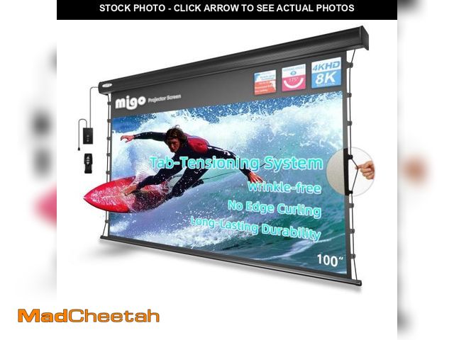 Lot 74-12207282 - MIGO 100 Inch Projector Screen Tab-Tension,Motorized Projector Screen Pull Down with 4K HD Partial A...