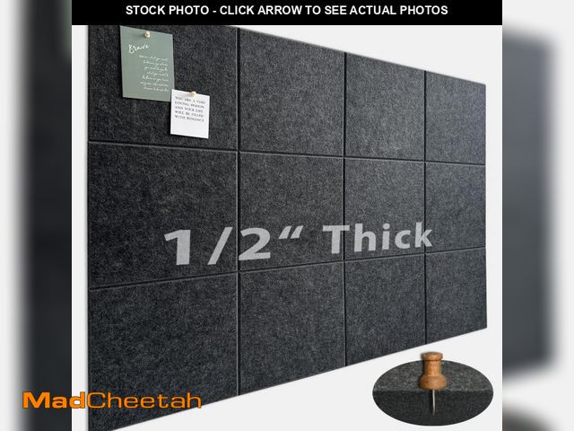 Lot 74-11552558 - Large Cork Board for Office Wall Decor,48"x36"-12 Pack Felt Wall Tiles with 35 Push Pins, Thicker 0....