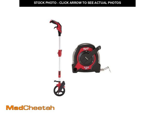 Lot 74-13693362 - Milwaukee 6 in. Aluminum Measuring Wheel with 100 ft. Closed Reel Long Tape Measure - UNUSED