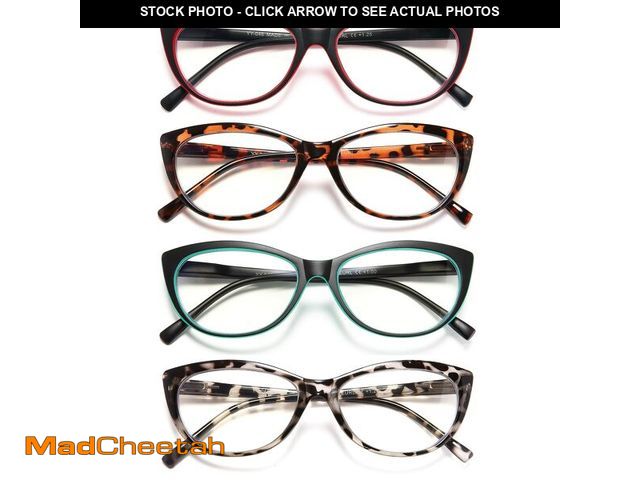 Lot 74-14047516 - EYEURL 4 Pack Cat Eye Reading Glasses for Women, Blue Light Blocking Readers Lightweight Spring Hing...