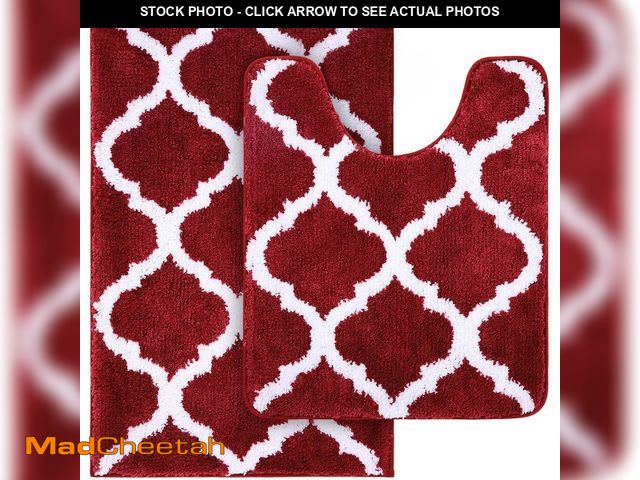 Lot 74-12440411 - OLANLY Bathroom Rugs Set 2 Piece, Microfiber Bath Shower Mat and U-Shaped Toilet Rug, Machine Wash D...