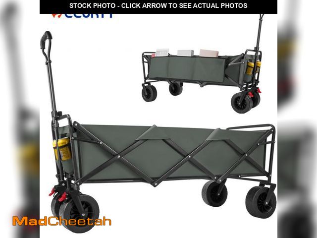 Lot 74-12478631 - Vecukty Super Large Collapsible Garden Cart Folding Wagon Utility Carts With Wheels And Rear Storage...