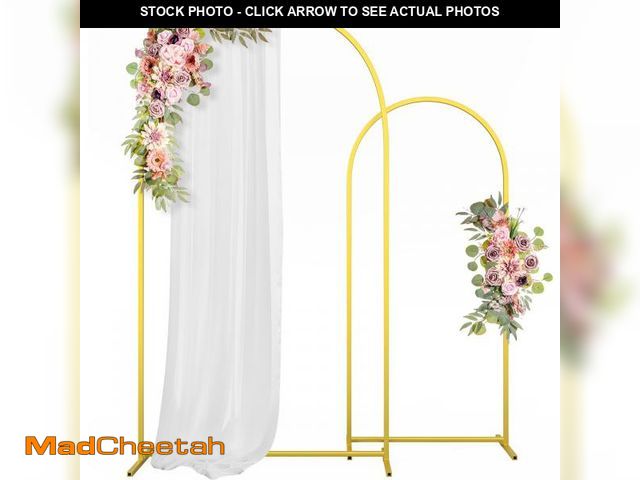 Lot 74-11548210 - CludPark Metal Arch Backdrop Stand Wedding Arch Frame Set of 2 (7.2FT/6FT) Gold Backdrop Arch Stand ...
