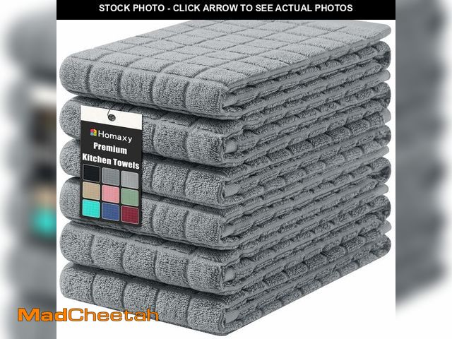 Lot 74-13950600 - Homaxy Premium Cotton Kitchen Towels 16"x 28", Large Natural Ring Spun 390 GSM Dish Towels, Super Ab...
