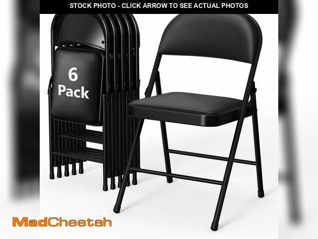 Lot 74-14607915 - HaiCube 6-Pack PU Leather Padded Folding Chair, Heavy Duty Portable Folding Chair with Metal Frame, ...