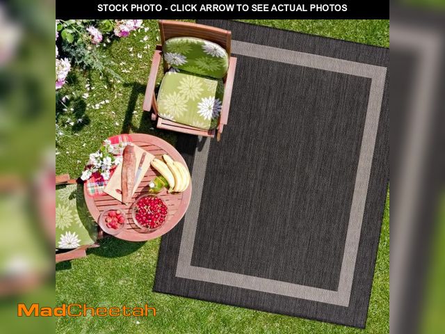 Lot 74-12515072 - CAMILSON Bordered Washable Indoor Outdoor Area Rug Dark Grey 6 x 9 - USED