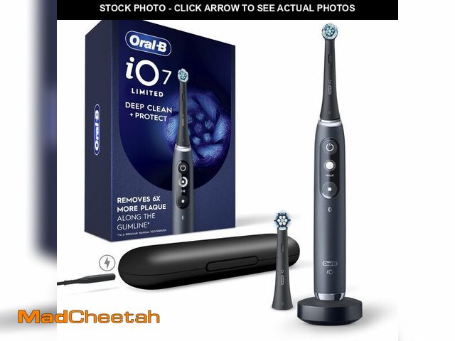 Lot 74-13953028 - Oral-B iO Deep Clean + Protect Rechargeable Electric Toothbrush, Black, iO Series 7, 2 Replacement B...