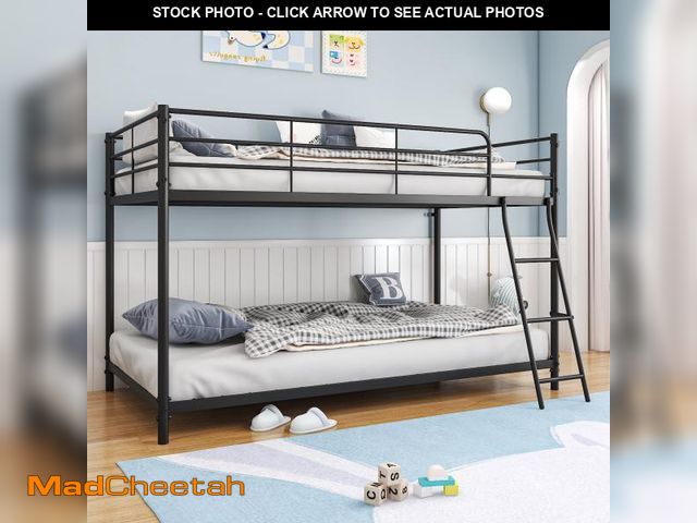 Lot 74-12403094 - Zimtown Twin-over-Twin Low Profile Junior Bunk Bed, Black(MAY BE MISSING HARDWARE)  - USED
