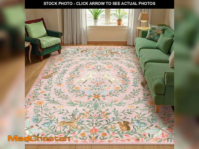 Lot 74-12570352 - STARUIA 8x10 Area Rugs for Living Room, Unicorn Floral Non-Slip Washable Rugs, Farmhouse Moroccan Vi...