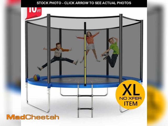 Lot 74-13055924 - FUNTOK 10FT Trampoline for Kids and Adults, Recreational Trampoline with Enclosure Net, 600LBS Capac...