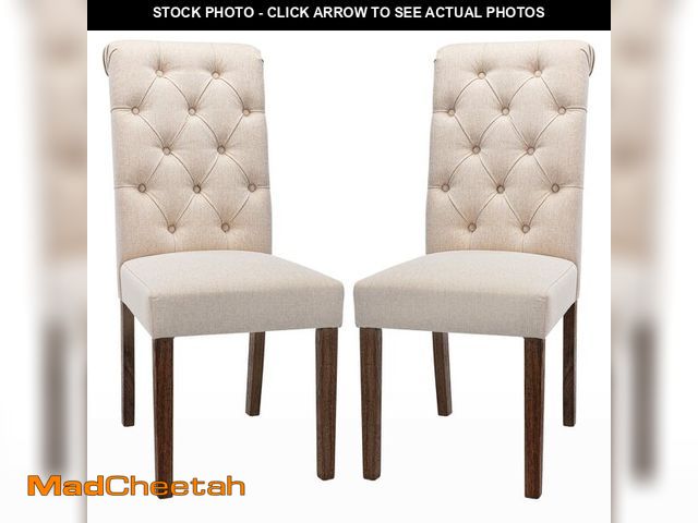 Lot 74-12567953 - COLAMY Tufted Upholstered Dining Chairs Set of 2, Accent Parsons Chairs with Solid Wood Legs and Pad...
