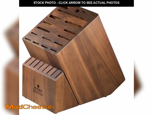 Lot 74-14266758 - ENOKING Knife Block without Knives, Large Knife Holder- 25 Slots Acacia Wood Universal Knife Block, ...