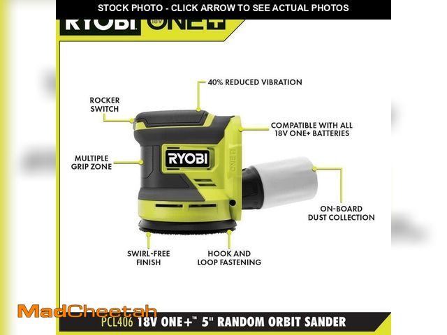 Lot 74-12797402 - (MISSING DUST BAG) RYOBI ONE+ 18V Cordless 5 in. Random Orbit Sander (Tool Only) - USED