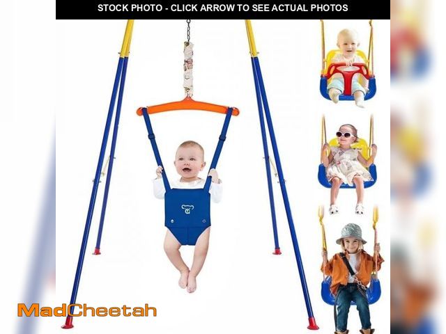 Lot 74-12515623 - 2 in 1 Baby Jumper and Bouncer, Baby Swing Outdoor, Toddler Swing Sets for Kids Age 1-3,Blue - USED