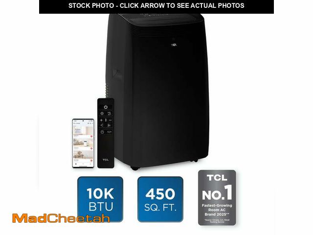 Lot 74-14370585 - TCL 10,000 BTU Smart Portable Air Conditioner (Black) - 3-in-1 Cooling, Fan &amp; Dehumidifier, Auto...