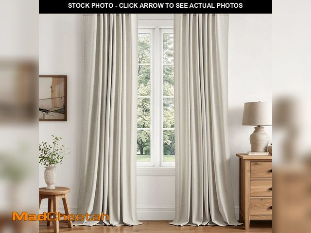 Lot 74-14211360 - MIULEE 100% Blackout Linen Curtains for Bedroom 90 inches Long, Thermal Insulated Room Darkening Bla...