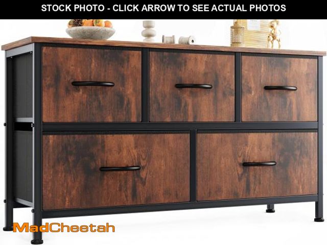 Lot 74-12400009 - OLIXIS Dresser for Bedroom with 5 Drawers, Wide Chest of Drawers, Fabric Bedroom Dresser with Drawer...
