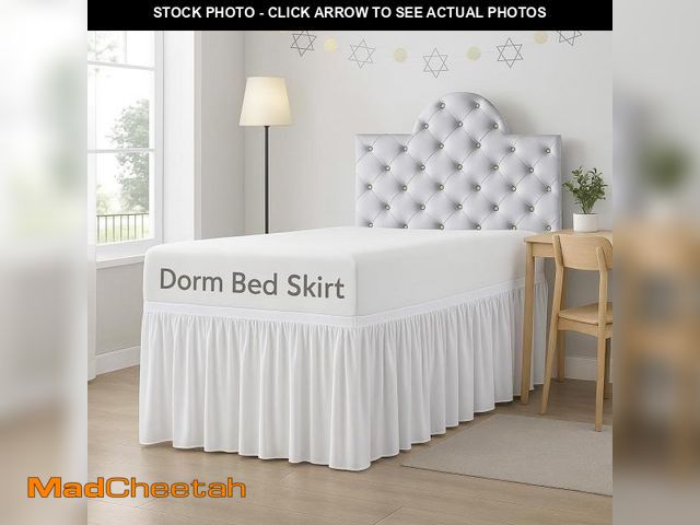 Lot 74-12434692 - Cottingon Dorm Room Bed Skirt, 100% Microfiber, White, Twin XL-32 Drop - UNUSED