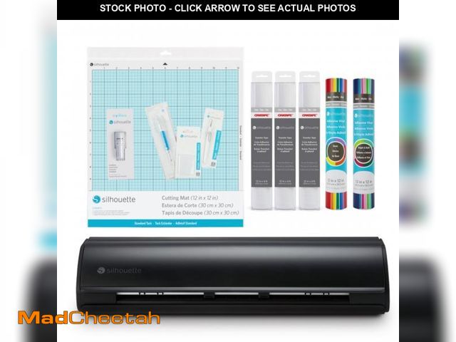 Lot 74-12512902 - Silhouette Cameo 5 Cutting Machine (Black) Vinyl Bundle with Tools, Transfer Tape, Mats, Designs &am...