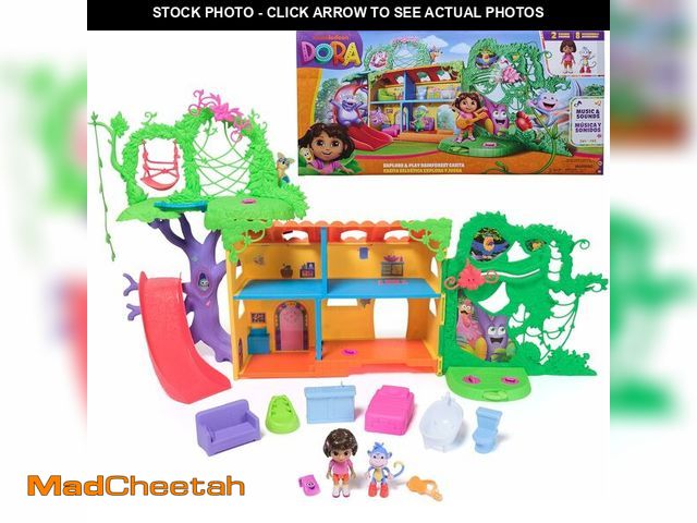 Lot 74-13793937 - Dora, Explore &amp; Play Rainforest Casita Playset, Dora &amp; Boots Figures, Dollhouse Furniture, B...