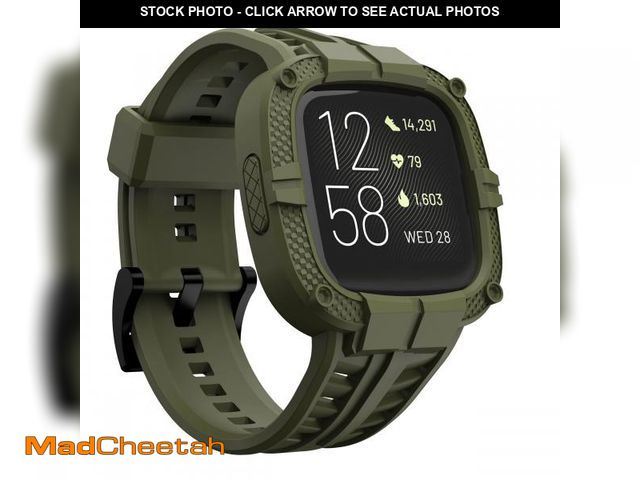 Lot 74-12049378 - GELISHI Compatible for Fitbit Versa 2 Bands with Case, Men Protective Case Band Rugged Sport Wristba...