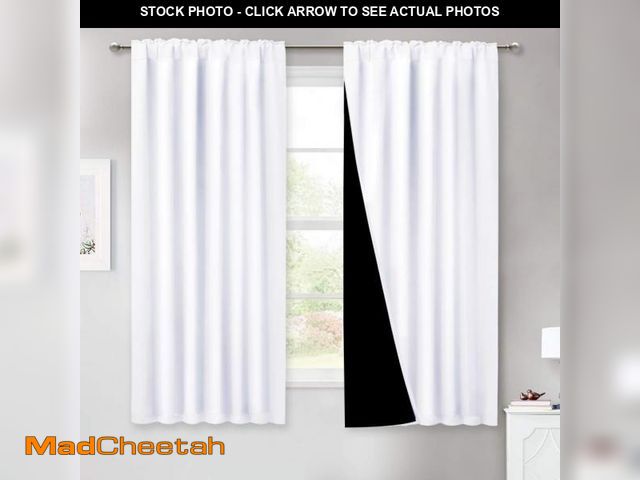 Lot 74-12310837 - NICETOWN Pure White 100% Blackout Lined Curtains, 2 Thick Layers Completely Blackout Window Treatmen...