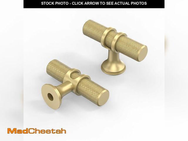 Lot 74-12600461 - Asidrama 10 Pack Knurled Brushed Gold Kitchen Cabinet Knobs Dresser Knobs Drawer Knobs Single Hole C...