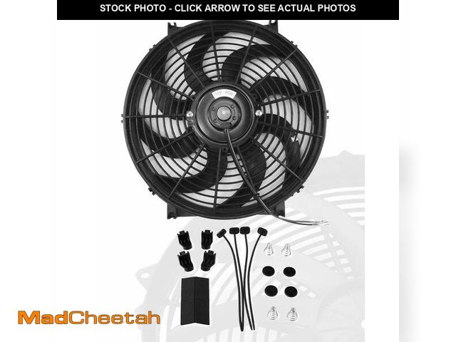 Lot 74-14263260 - 12" inch Slim Fan Pull Electric Radiator Cooling Fans 12V Mount Kit Unversal Black - UNUSED
