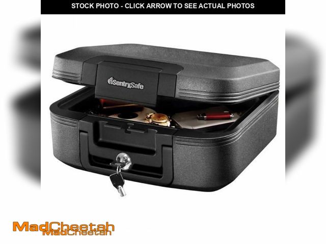 Lot 74-12084463 - SentrySafe Charcoal Gray Fireproof and Waterproof Safe Box with Key Lock, Portable Chest for Money, ...