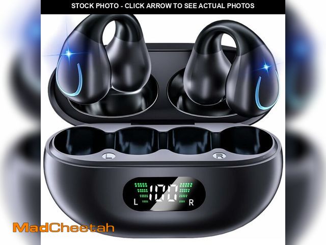 Lot 74-14151226 - Open Ear Bone Conduction Headphones Bluetooth 5.3 Wireless Clip On Earbuds with Digital Display Char...