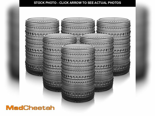 Lot 74-12701741 - HomeVogue Hobnail Drinking Glasses Set of 6,15 oz Vintage Glassware Set Cocktail Glass Set, Embossed...