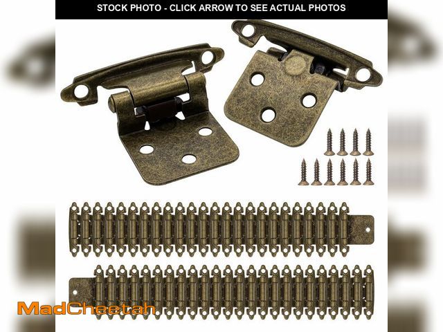 Lot 74-14043821 - 1/2" Overlay Kitchen Cabinet Hinges Antique Brass, 50 Pack(25 Pairs) 1/2 Inch Overlay(Variable) Cabi...