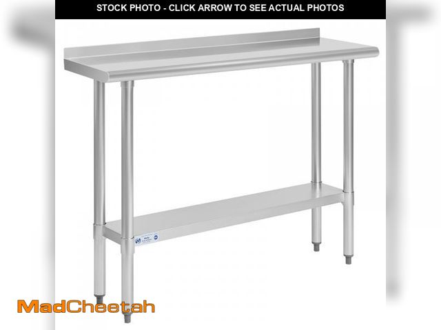 Lot 74-12150891 - Hally Stainless Steel Table for Prep &amp; Work 14 x 48 Inches, NSF Commercial Heavy Duty Table with...