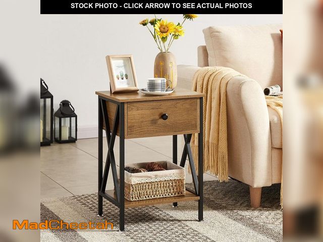 Lot 74-14115552 - VECELO Nightstands X-Design Side End Table Night Stand Storage Shelf with Drawer 11.8 Wx 15.8 L x 21...