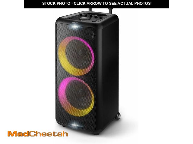 Lot 74-14307542 - Philips X5206 Bluetooth Party Speaker - 14 Hours Play Time, Deep Bass, Party Lights, Karaoke Effects...