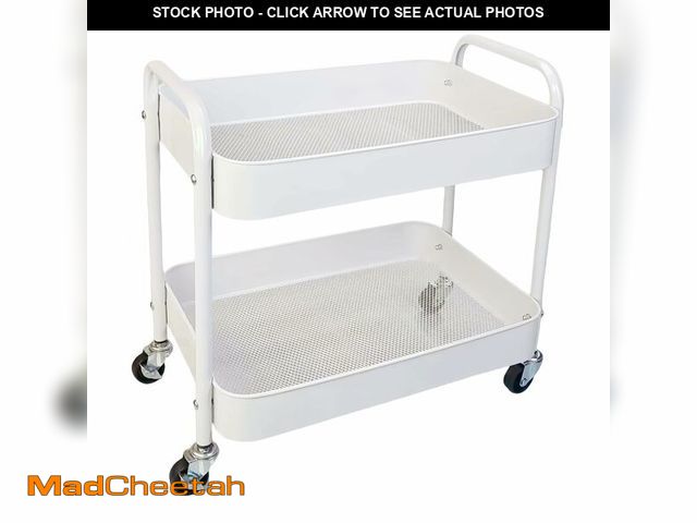 Lot 74-14382544 - LIWNYRK 2 Tier Short Rolling Cart with Wheels for Under Desk Storage &amp; Pantry Storage, Large Cap...