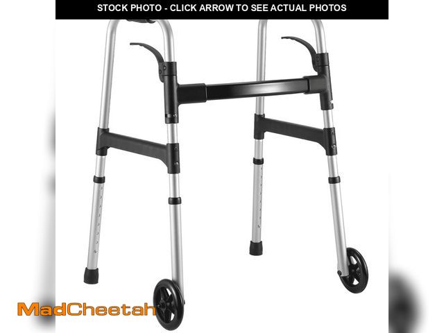 Lot 74-12849064 - MaxKare Folding Walker with Wheels, 30.5"-37.5" Adjustable Height, 300lbs Weight Capacity, Lightweig...