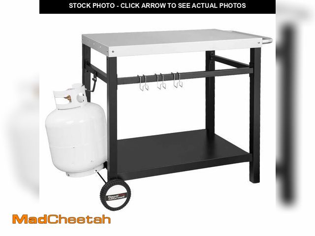 Lot 74-14086421 - Royal Gourmet PC3401S Double Shelf Movable Dining Cart Work Table with Handle Outdoor Kitchen Prep T...