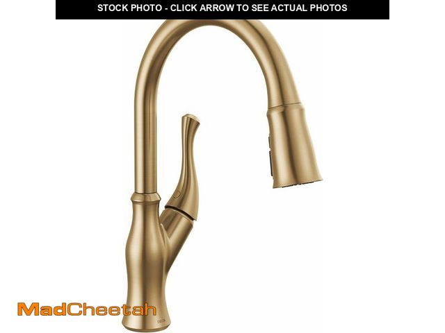 Lot 74-14067966 - Delta Ophelia Brushed Gold Kitchen Faucet with Pull Down Sprayer, Modern Single Hole Kitchen Sink Fa...
