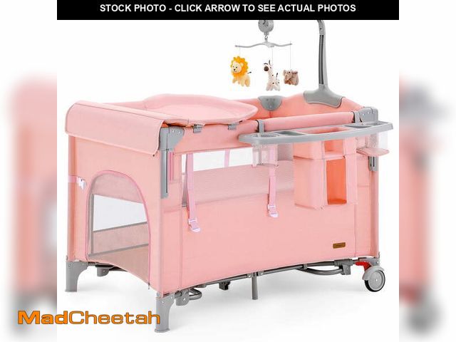 Lot 74-12832094 - HARPPA 5 in 1 Baby Playard with Bassinet &amp; Changing Table for Newborn, Pink - UNUSED