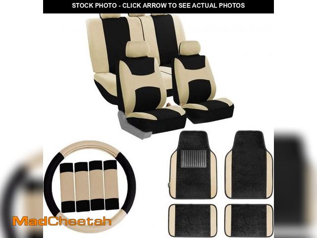 Lot 74-12399750 - FH Group Car Seat Covers Combo Full Set with Carpet Floor mats Steering Wheel Cover and Seat Belt Pa...