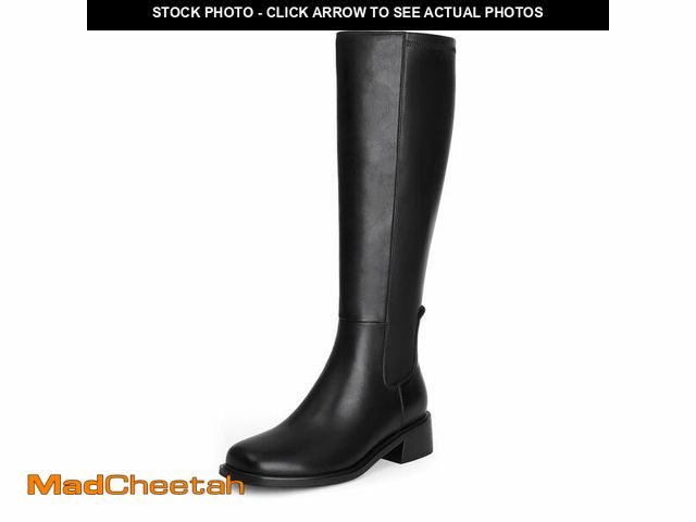 Lot 74-13629248 - QIY Knee High Boots for Women Chunky Heel Black Stretch Tall Boots for Women Fall Calf High Heeled L...