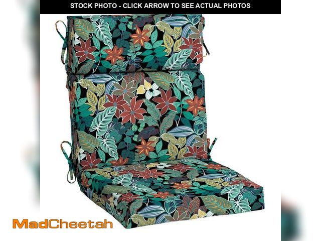 Lot 74-14467902 - Hampton Bay 20 in. W x 20 in. D High Back Universal Outdoor Cushion in Black Tropical HQ0QC10B-9D6 -...