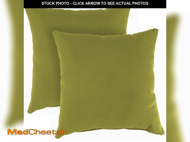 Lot 74-14344234 - Jordan Manufacturing 16 in. L x 16 in. W x 4 in. T Outdoor Throw Pillow in Veranda Kiwi (2-Pack) - U...